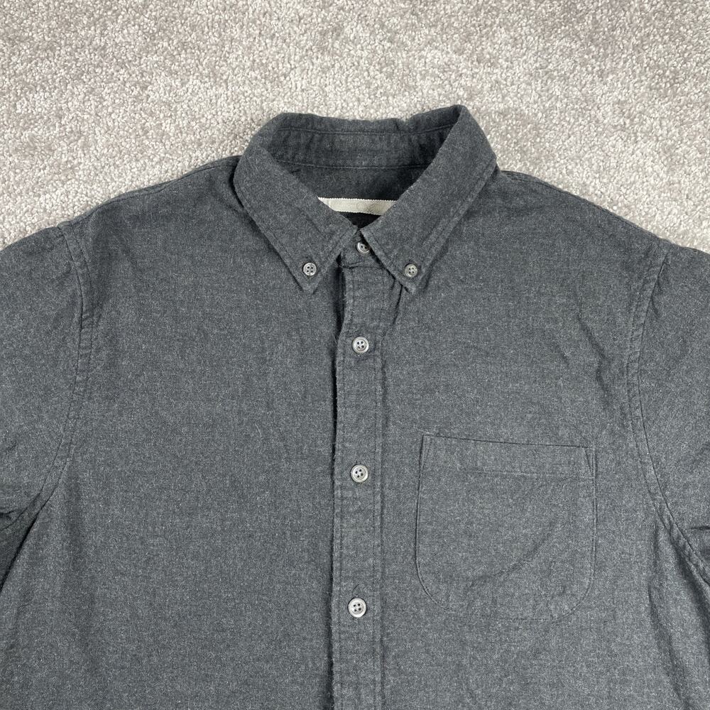 Outerknown Flannel Shirt Womens Small Petite‎ Button Down Cotton Gray